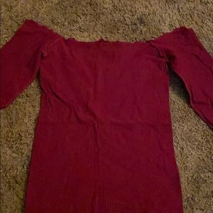 Burgundy cropped off the shoulder shirt